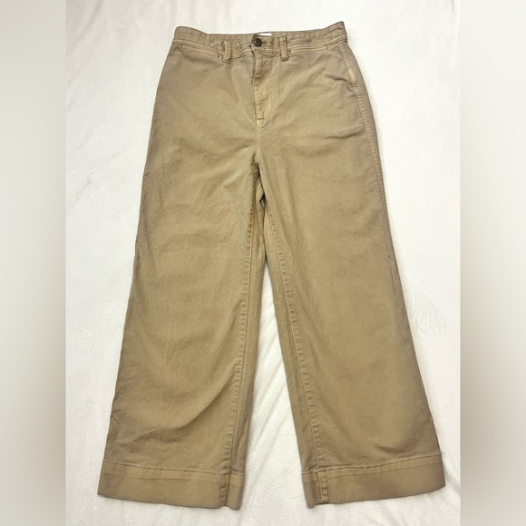 GAP Pants - GAP Women’s Beige Tan Khaki High Rise Wide Leg Crop Trousers Pants Size 8